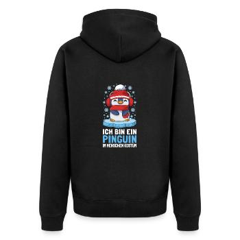 Pinguine Ich Bin Ein Pinguin - Unisex Premium Bio Zip Hoodie - Schwarz - Hinten - Nico (187cm)