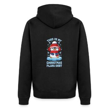 This Is My Christmas Pajama Shirt Süßer Pinguin - Unisex Premium Bio Zip Hoodie - Schwarz - Hinten - Nico (187cm)