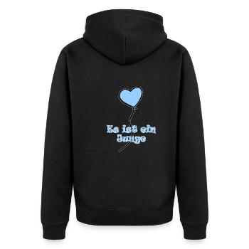 Blauer Luftballon Junge Geschlecht Baby Kind - Unisex Premium Bio Zip Hoodie - Schwarz - Hinten - Nico (187cm)