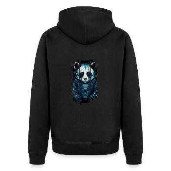 Cyber-Panda - Unisex Premium Bio Zip Hoodie - Schwarz - Hinten - Nico (187cm)