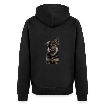 German Shepherd Puppy V II - Unisex Premium Organic Zip Hoodie - black - Back - Nico (187cm)