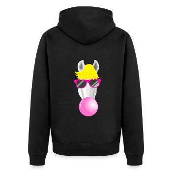 Cooles Pferd - Unisex Premium Bio Zip Hoodie - Schwarz - Hinten - Nico (187cm)
