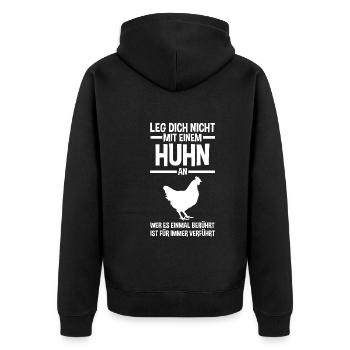 Huhn Landwirt Bauernhof Hühner - Unisex Premium Bio Zip Hoodie - Schwarz - Hinten - Nico (187cm)