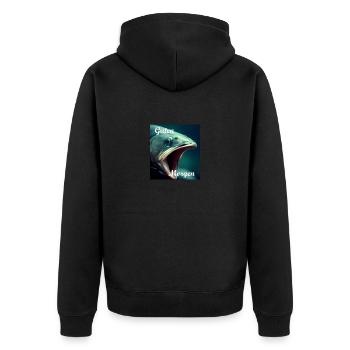 Guten Morgen Fisch - Unisex Premium Bio Zip Hoodie - Schwarz - Hinten - Nico (187cm)
