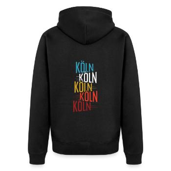 KölnKölnKöln - Unisex Premium Bio Zip Hoodie - Schwarz - Hinten - Nico (187cm)