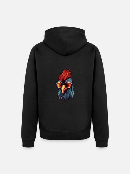 Rooster Head Portrait Cool - Unisex Premium Organic Zip Hoodie - black