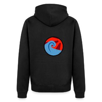Vintage-Welle - Unisex Premium Bio Zip Hoodie - Schwarz - Hinten - Nico (187cm)