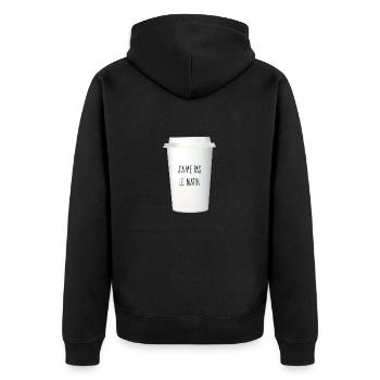 J’aime pas le matin / ado / café - Veste à capuche bio Premium Unisexe - noir - Dos - Nico (187cm)