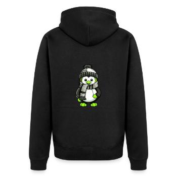 Penguin Winter Comic - Unisex Premium Organic Zip Hoodie - black - Back - Nico (187cm)