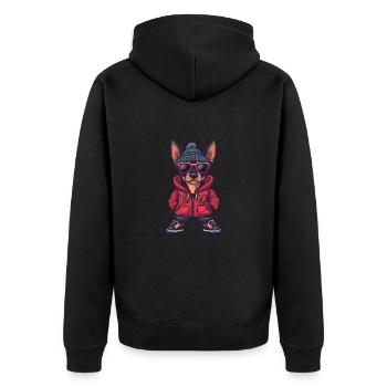 Doberman chien bande dessinée cool - Veste à capuche bio Premium Unisexe - noir - Dos - Nico (187cm)
