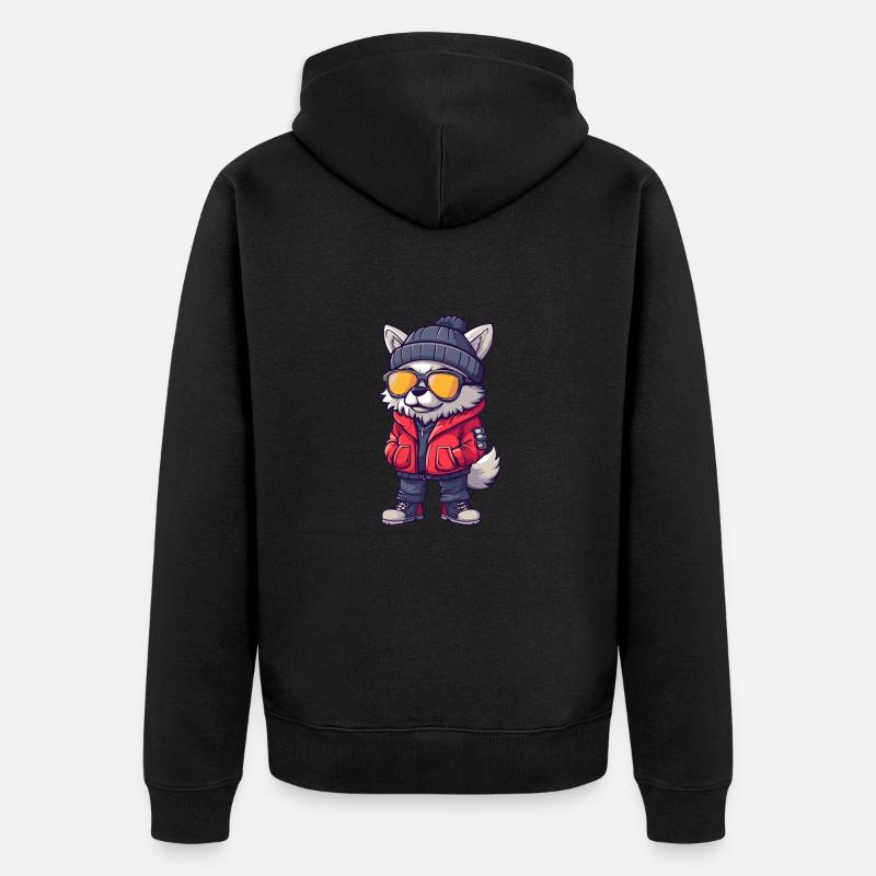 Bande dessinée cool loup - Veste à capuche bio Premium Unisexe - noir