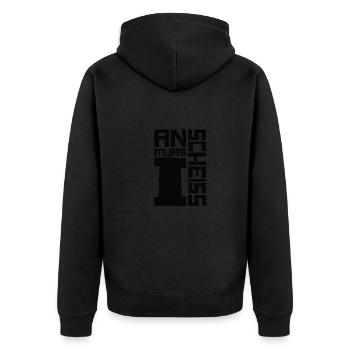 An scheiss muas i - Unisex Premium Bio Zip Hoodie - Schwarz - Hinten - Nico (187cm)