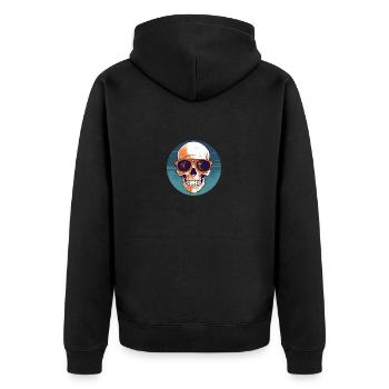 Skull with sunglasses, skull, skeleton - Unisex Premium Organic Zip Hoodie - black - Back - Nico (187cm)