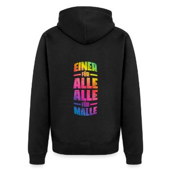 Malle Alle Für Einen Mallorca Spruch - Unisex Premium Bio Zip Hoodie - Schwarz - Hinten - Nico (187cm)
