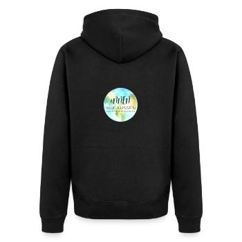 INNENWIEAUSSEN - Unisex Premium Bio Zip Hoodie - Schwarz - Hinten - Nico (187cm)