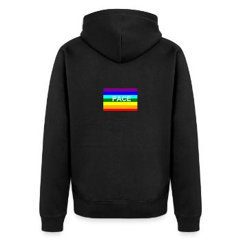 Peace / Pace-Regenbogen-Fahne - Unisex Premium Bio Zip Hoodie - Schwarz - Hinten - Nico (187cm)