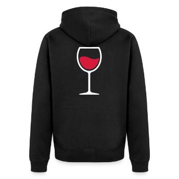 03 Glas Wein Vino Tinto - Unisex Premium Bio Zip Hoodie - Schwarz - Hinten - Nico (187cm)