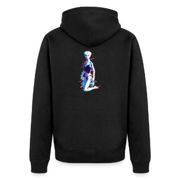Femme Alien 80 Retro Violet - Veste à capuche bio Premium Unisexe - noir - Dos - Nico (187cm)