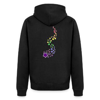 Regenbogen Sterne Bunt LGBT LGBTQ - Unisex Premium Bio Zip Hoodie - Schwarz - Hinten - Nico (187cm)