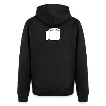 Klopapier für den Notfall - Unisex Premium Bio Zip Hoodie - Schwarz - Hinten - Nico (187cm)