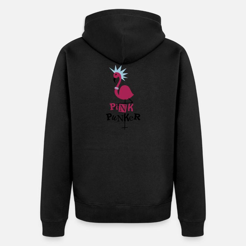 Pink Flamingo Punker Noir - Veste à capuche bio Premium Unisexe - noir