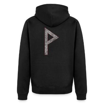 Rune Wunjo W - Unisex Premium Organic Zip Hoodie - black - Back - Nico (187cm)