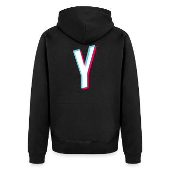 Y - letter Y - Unisex Premium Organic Zip Hoodie - black - Back - Nico (187cm)