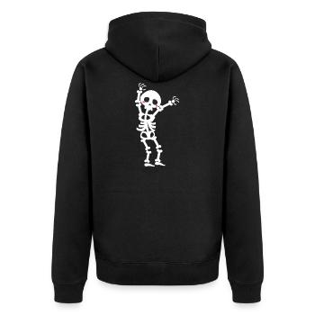 Skelett - Unisex Premium Bio Zip Hoodie - Schwarz - Hinten - Nico (187cm)