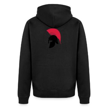 sparta helmet - Unisex Premium Organic Zip Hoodie - black - Back - Nico (187cm)