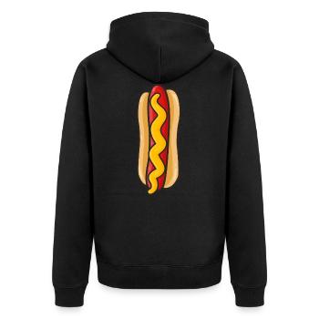 Hotdog - Unisex Premium Bio Zip Hoodie - Schwarz - Hinten - Nico (187cm)