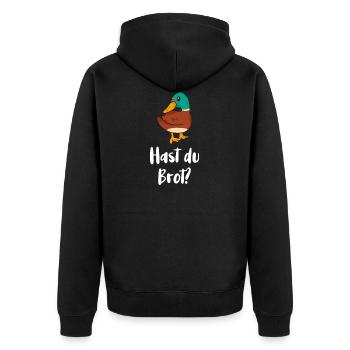 Hast du Brot? - Unisex Premium Bio Zip Hoodie - Schwarz - Hinten - Nico (187cm)