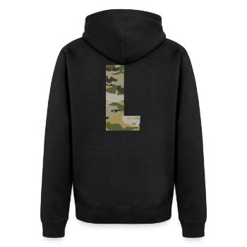 Lettre de camouflage L - Veste à capuche bio Premium Unisexe - noir - Dos - Nico (187cm)