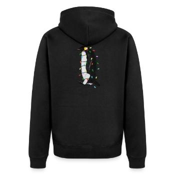Penguin String Lights Christmas Bird Cap - Unisex Premium Organic Zip Hoodie - black - Back - Nico (187cm)
