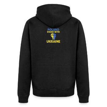 Polen steht mit Ukrain Ich stehe mit der Ukraine - Unisex Premium Bio Zip Hoodie - Schwarz - Hinten - Nico (187cm)