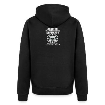 Alkohol vernichtungs Kommando - Unisex Premium Bio Zip Hoodie - Schwarz - Hinten - Nico (187cm)