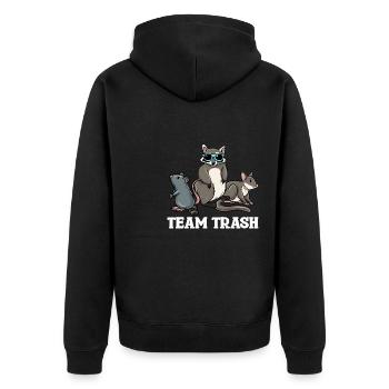 Waschbär Raccoon Trash Panda Waldtier Wildnis - Unisex Premium Bio Zip Hoodie - Schwarz - Hinten - Nico (187cm)