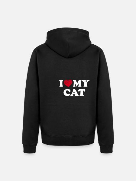 I Love My Cat - Unisex Premium Organic Zip Hoodie - black