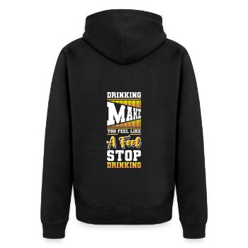 Beer Drinking Beer Belly No Thanks - Unisex Premium Organic Zip Hoodie - black - Back - Nico (187cm)