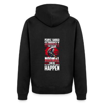Sarkasmus Hassmensch - Unisex Premium Bio Zip Hoodie - Schwarz - Hinten - Nico (187cm)