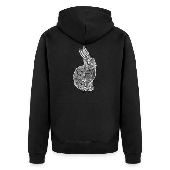 Rabbit Silhouette Spring Print - Unisex Premium Organic Zip Hoodie - black - Back - Nico (187cm)