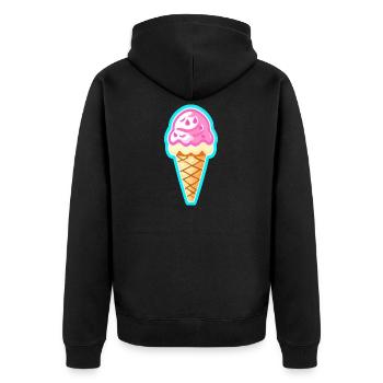 Eis - Unisex Premium Bio Zip Hoodie - Schwarz - Hinten - Nico (187cm)