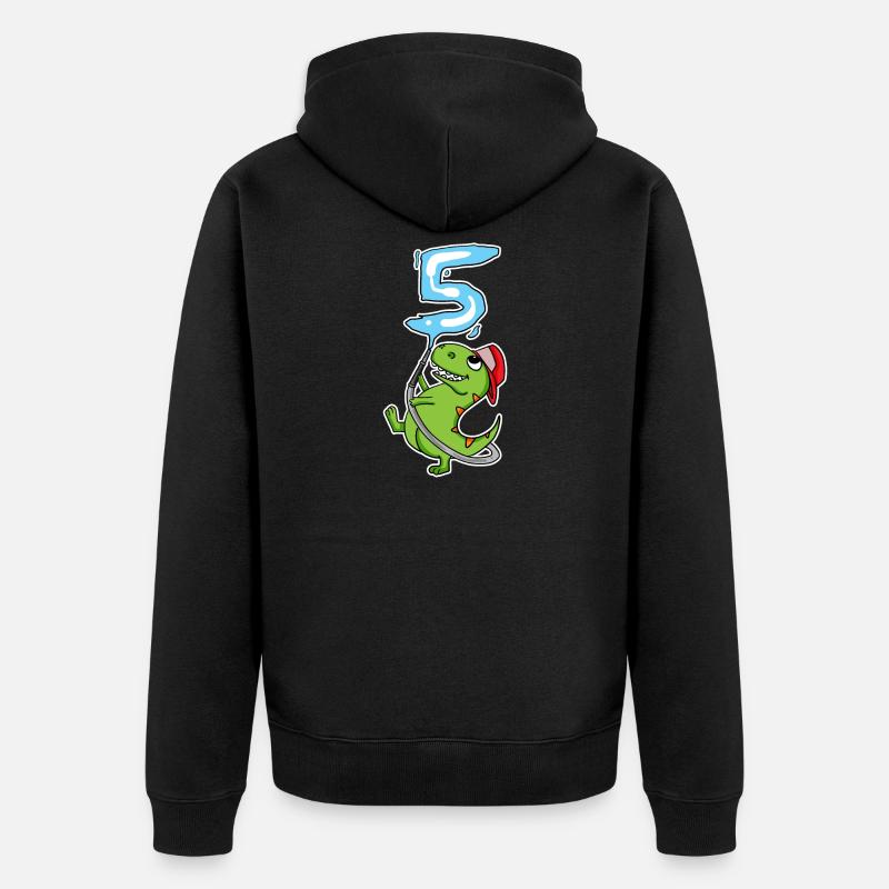 5e anniversaire dinosaure - Veste à capuche bio Premium Unisexe - noir