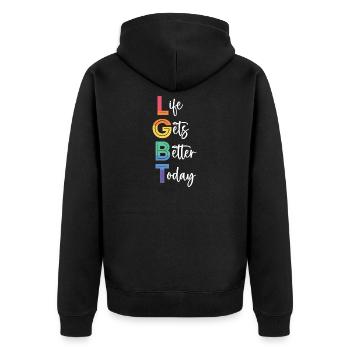 Mois de la fierté LGBT - La vie s’améliore aujourd’hui - Veste à capuche bio Premium Unisexe - noir - Dos - Nico (187cm)