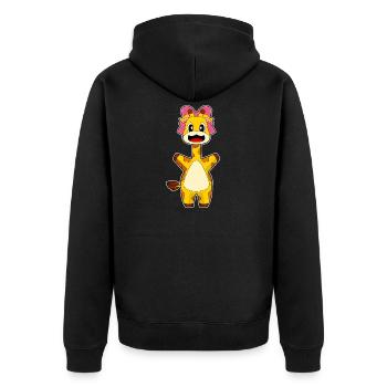 Giraffe Haarschleife - Unisex Premium Bio Zip Hoodie - Schwarz - Hinten - Nico (187cm)
