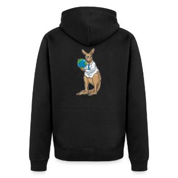Känguru Geschichte Lehrer Schule - Unisex Premium Bio Zip Hoodie - Schwarz - Hinten - Nico (187cm)