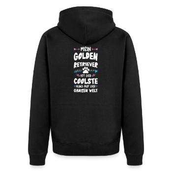 golden retriever hund spruch - Unisex Premium Bio Zip Hoodie - Schwarz - Hinten - Nico (187cm)