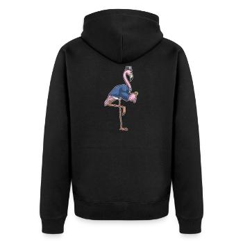 Flamingo Groom Wedding Ring Wedding - Unisex Premium Organic Zip Hoodie - black - Back - Nico (187cm)