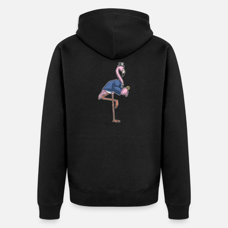 Flamingo Bräutigam Ehering Hochzeit - Unisex Premium Bio Zip Hoodie - Schwarz