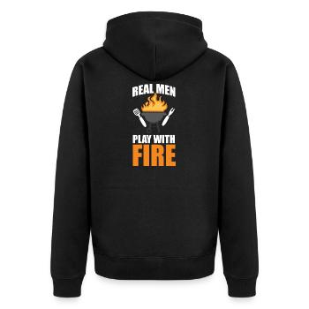 De vrais hommes jouent avec le barbecue au feu - Veste à capuche bio Premium Unisexe - noir - Dos - Nico (187cm)
