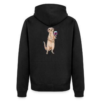 Erdmännchen Rotwein - Unisex Premium Bio Zip Hoodie - Schwarz - Hinten - Nico (187cm)